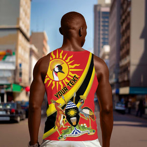 Personalised Afro Uganda Men Tank Top Black Crowned Crane With Coat Of Arms