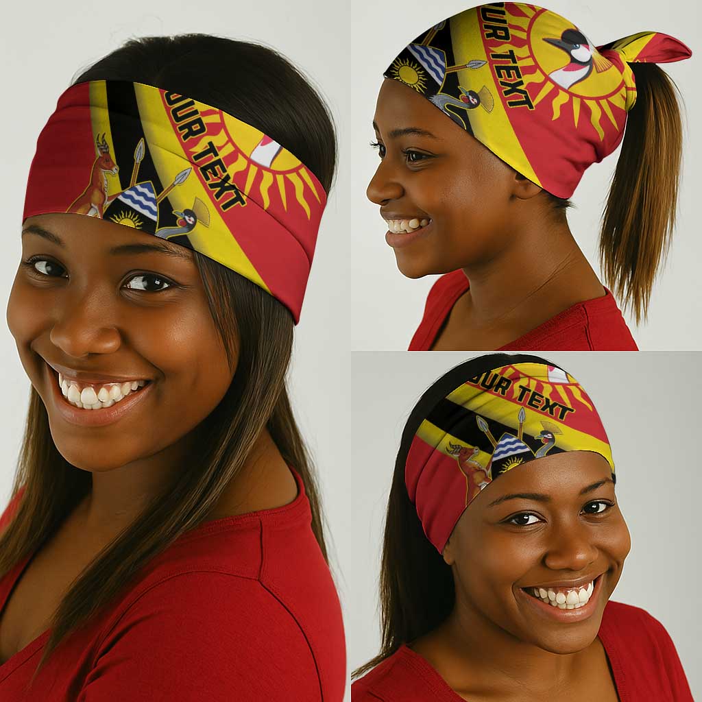 Personalised Afro Uganda Neck Gaiter Black Crowned Crane Coat Of Arms LT15