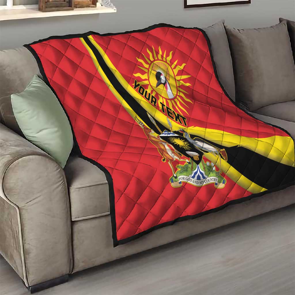 Personalised Afro Uganda Quilt Black Crowned Crane With Coat Of Arms