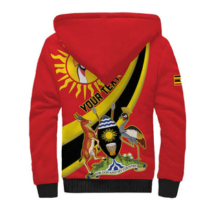 Personalised Afro Uganda Sherpa Hoodie Black Crowned Crane With Coat Of Arms