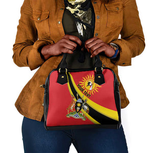 Personalised Afro Uganda Shoulder Handbag Black Crowned Crane With Coat Of Arms