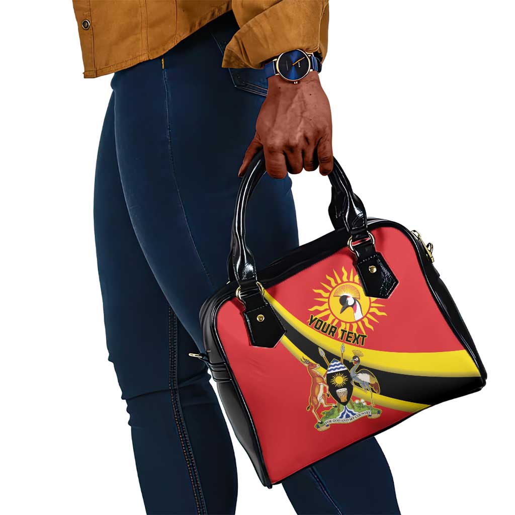 Personalised Afro Uganda Shoulder Handbag Black Crowned Crane With Coat Of Arms