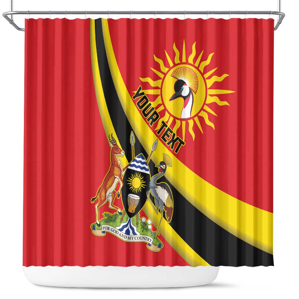 Personalised Afro Uganda Shower Curtain Black Crowned Crane With Coat Of Arms