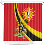 Personalised Afro Uganda Shower Curtain Black Crowned Crane With Coat Of Arms