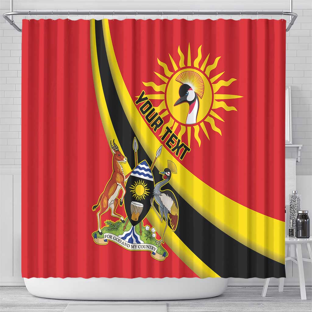 Personalised Afro Uganda Shower Curtain Black Crowned Crane With Coat Of Arms