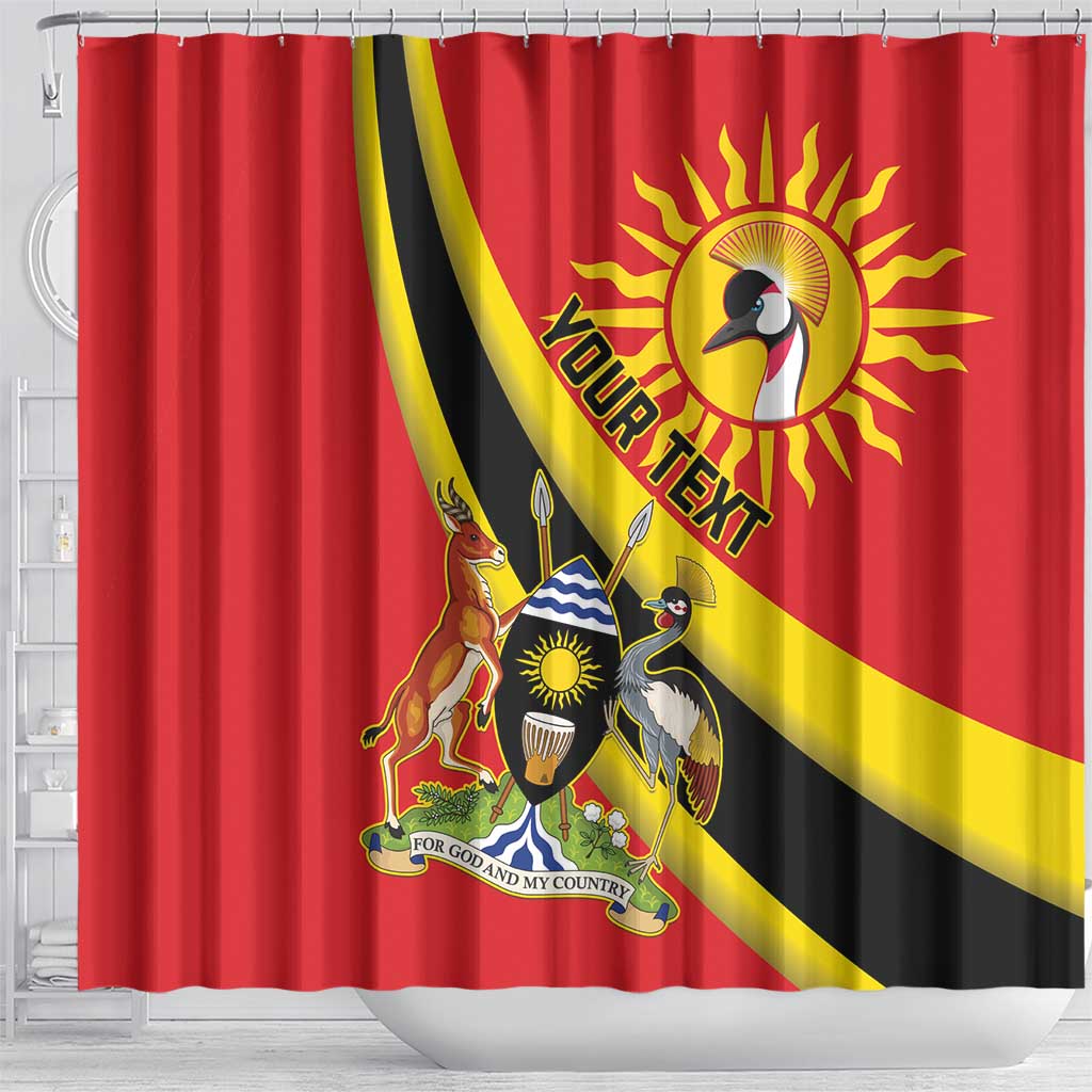 Personalised Afro Uganda Shower Curtain Black Crowned Crane With Coat Of Arms