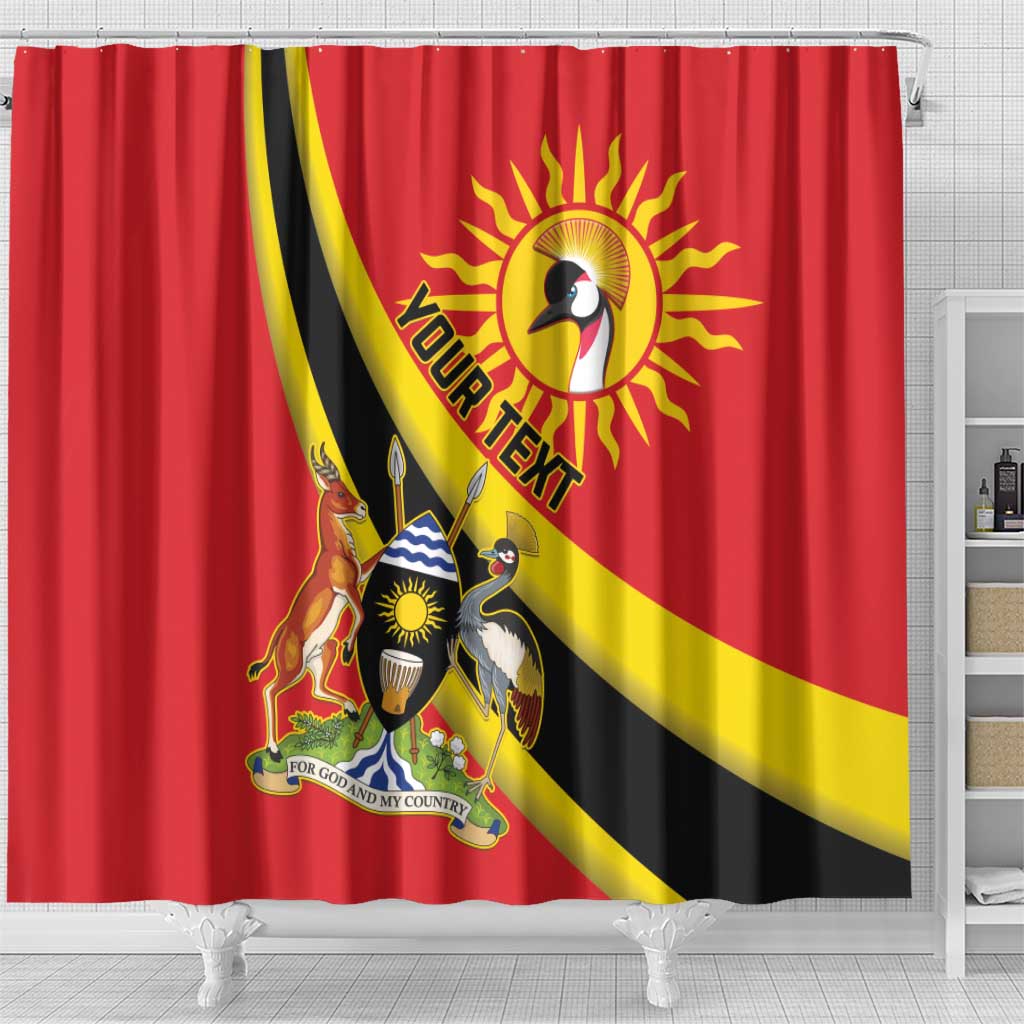 Personalised Afro Uganda Shower Curtain Black Crowned Crane With Coat Of Arms