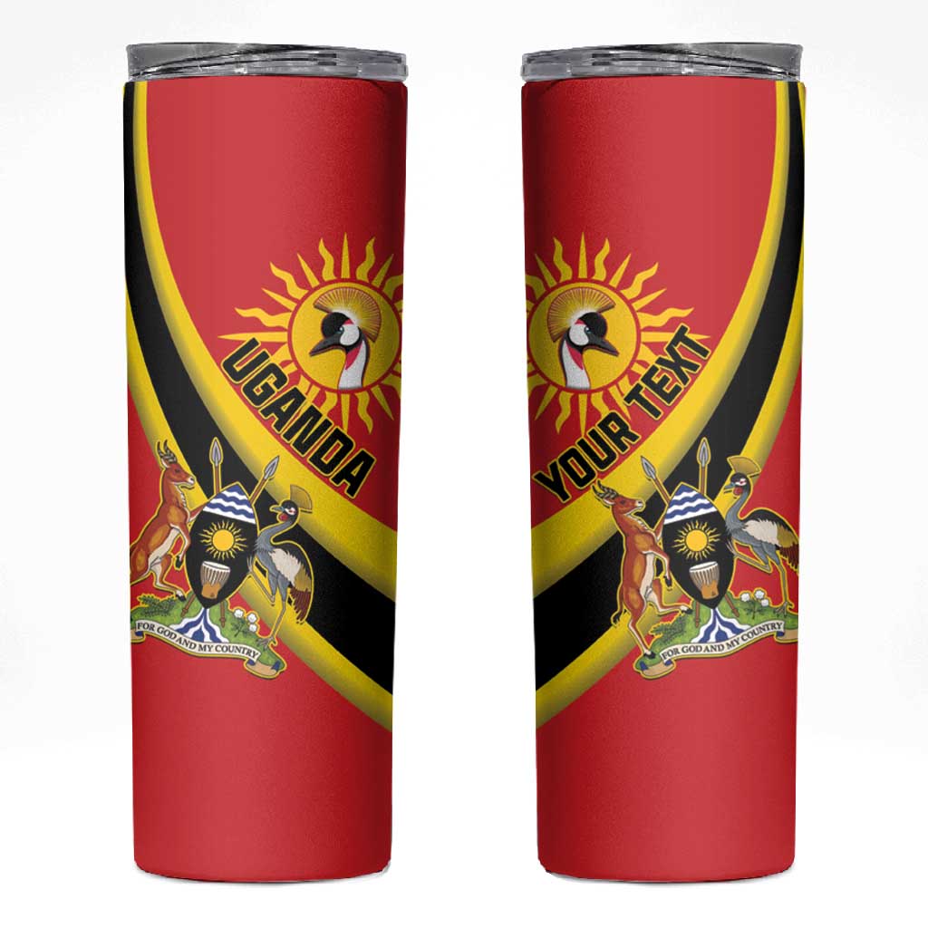 Personalised Afro Uganda Skinny Tumbler Black Crowned Crane With Coat Of Arms