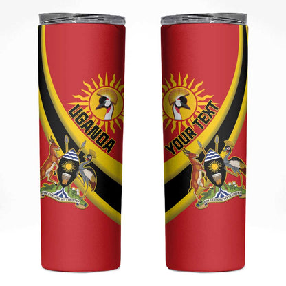 Personalised Afro Uganda Skinny Tumbler Black Crowned Crane With Coat Of Arms