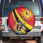 Personalised Afro Uganda Spare Tire Cover Black Crowned Crane With Coat Of Arms