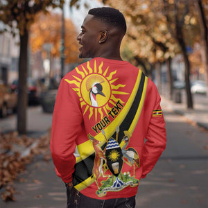 Personalised Afro Uganda Sweatshirt Black Crowned Crane With Coat Of Arms
