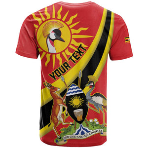 Personalised Afro Uganda T shirt Black Crowned Crane With Coat Of Arms