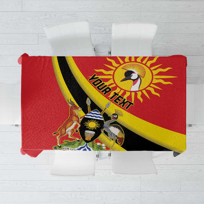 Personalised Afro Uganda Tablecloth Black Crowned Crane With Coat Of Arms