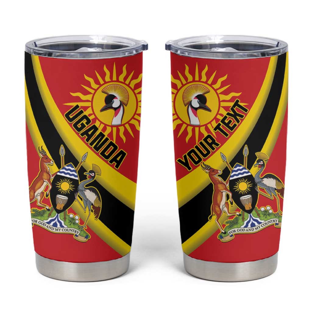 Personalised Afro Uganda Tumbler Cup Black Crowned Crane With Coat Of Arms