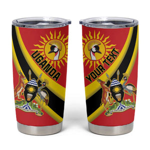 Personalised Afro Uganda Tumbler Cup Black Crowned Crane With Coat Of Arms