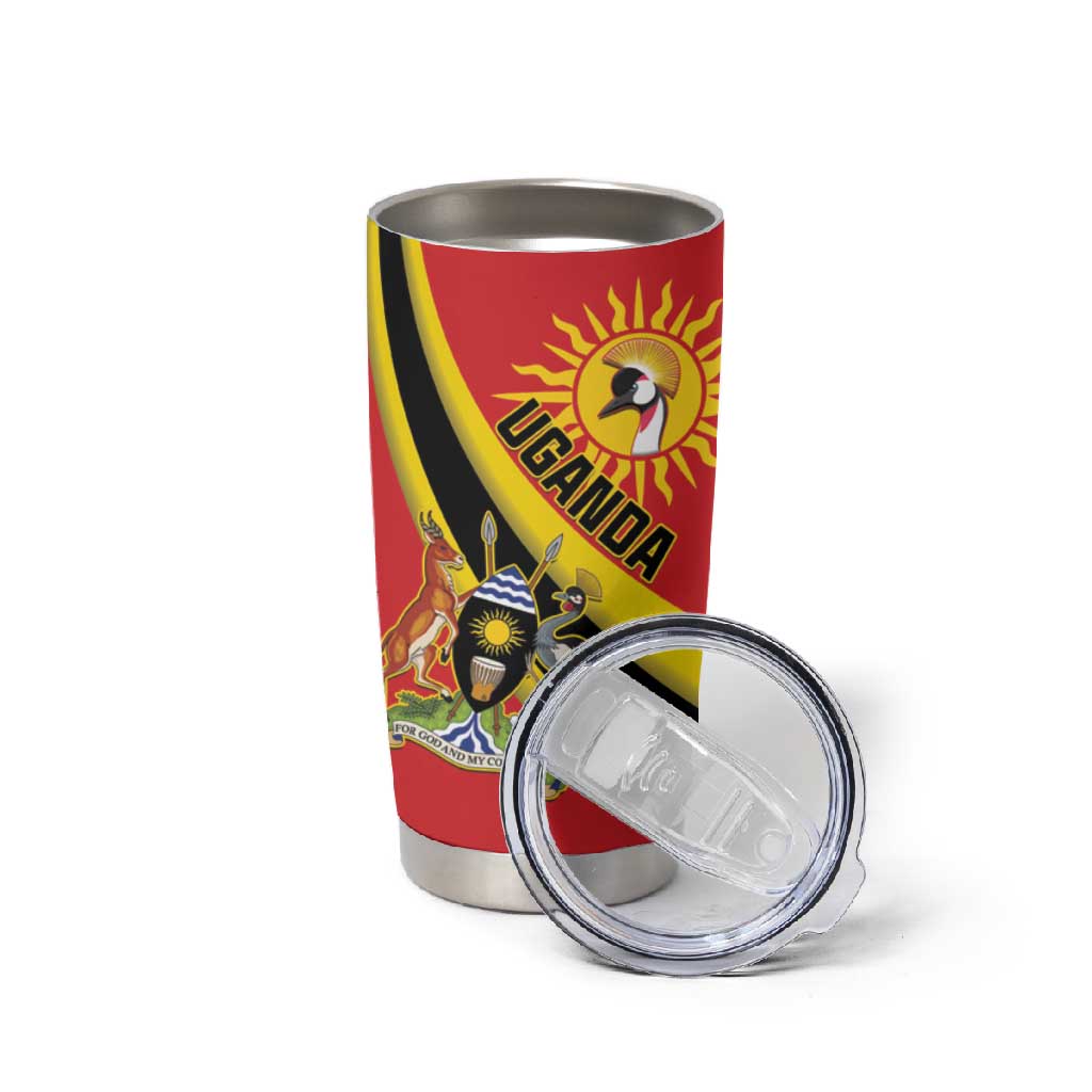 Personalised Afro Uganda Tumbler Cup Black Crowned Crane With Coat Of Arms