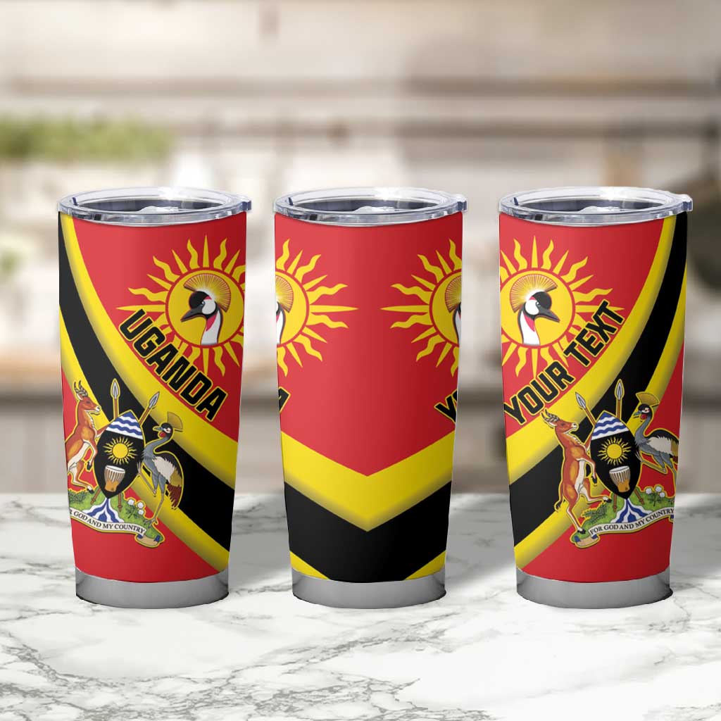 Personalised Afro Uganda Tumbler Cup Black Crowned Crane With Coat Of Arms