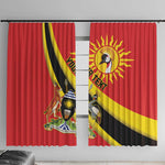 Personalised Afro Uganda Window Curtain Black Crowned Crane With Coat Of Arms