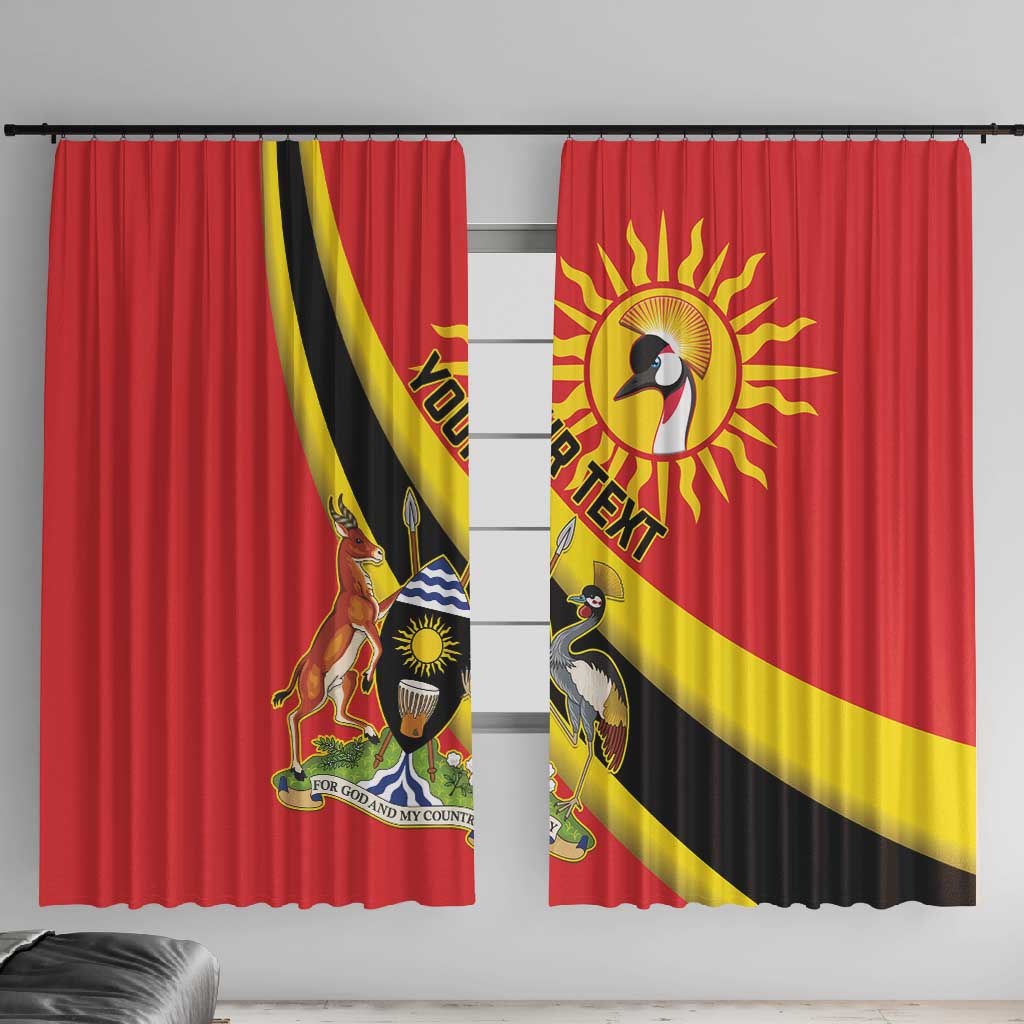 Personalised Afro Uganda Window Curtain Black Crowned Crane With Coat Of Arms
