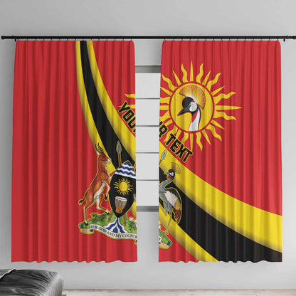 Personalised Afro Uganda Window Curtain Black Crowned Crane With Coat Of Arms