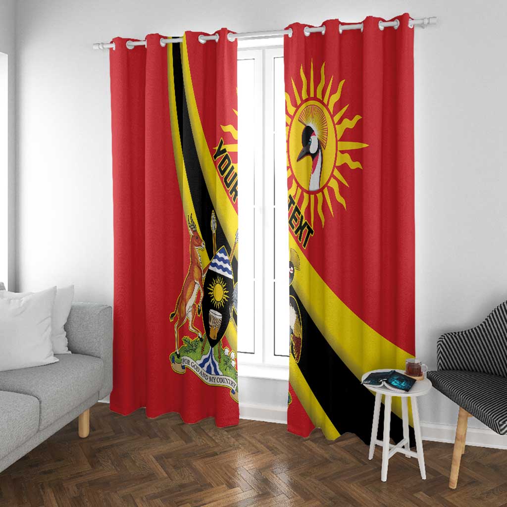 Personalised Afro Uganda Window Curtain Black Crowned Crane With Coat Of Arms