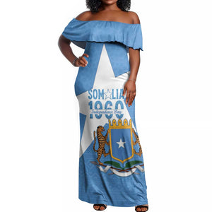 Personalized Somalis Independence Day Off Shoulder Maxi Dress Soomaaliya Arise Somalis!