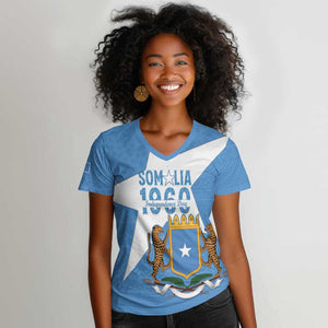 Personalized Somalis Independence Day Women V-Neck T-Shirt Soomaaliya Arise Somalis!