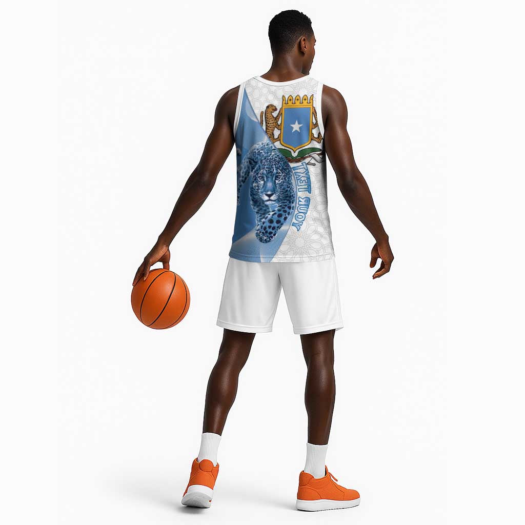 Coat of arms of Soomaaliya Basketball Jersey Leopard Skin mix Islamic Pattern - African Pride
