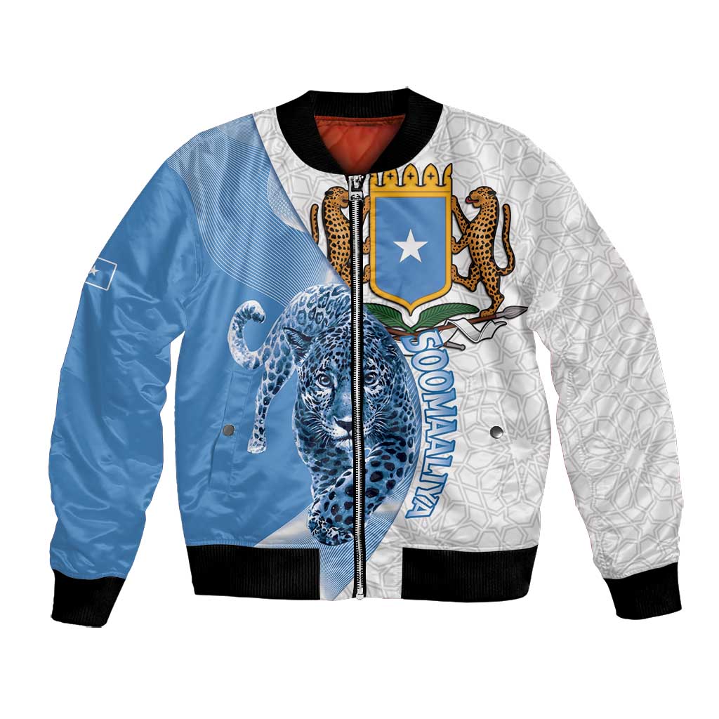 Coat of arms of Soomaaliya Bomber Jacket Leopard Skin mix Islamic Pattern