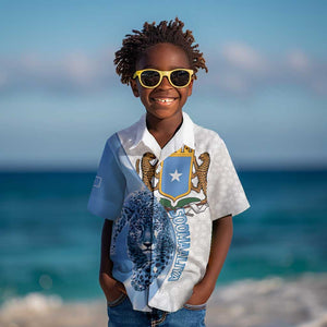 Coat of arms of Soomaaliya Kid Hawaiian Shirt Leopard Skin mix Islamic Pattern