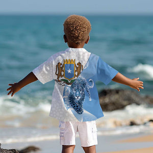 Coat of arms of Soomaaliya Kid Hawaiian Shirt Leopard Skin mix Islamic Pattern