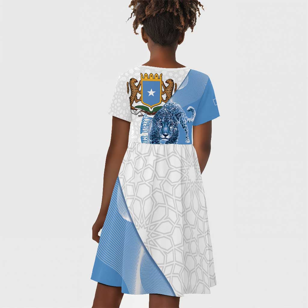 Coat of arms of Soomaaliya Kid Short Sleeve Dress Leopard Skin mix Islamic Pattern