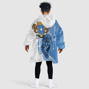 Coat of arms of Soomaaliya Kid Wearable Blanket Hoodie Leopard Skin mix Islamic Pattern