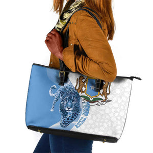 Coat of arms of Soomaaliya Leather Tote Bag Leopard Skin mix Islamic Pattern
