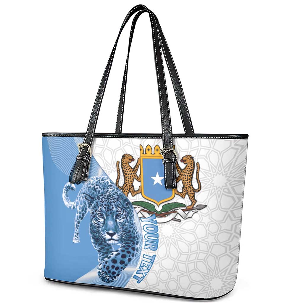 Coat of arms of Soomaaliya Leather Tote Bag Leopard Skin mix Islamic Pattern