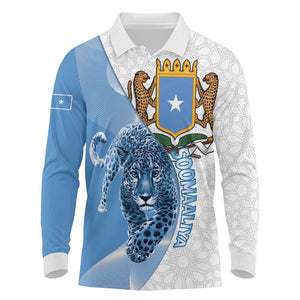 Coat of arms of Soomaaliya Long Sleeve Polo Shirt Leopard Skin mix Islamic Pattern