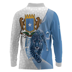 Coat of arms of Soomaaliya Long Sleeve Polo Shirt Leopard Skin mix Islamic Pattern