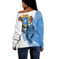 Coat of arms of Soomaaliya Off Shoulder Sweater Leopard Skin mix Islamic Pattern