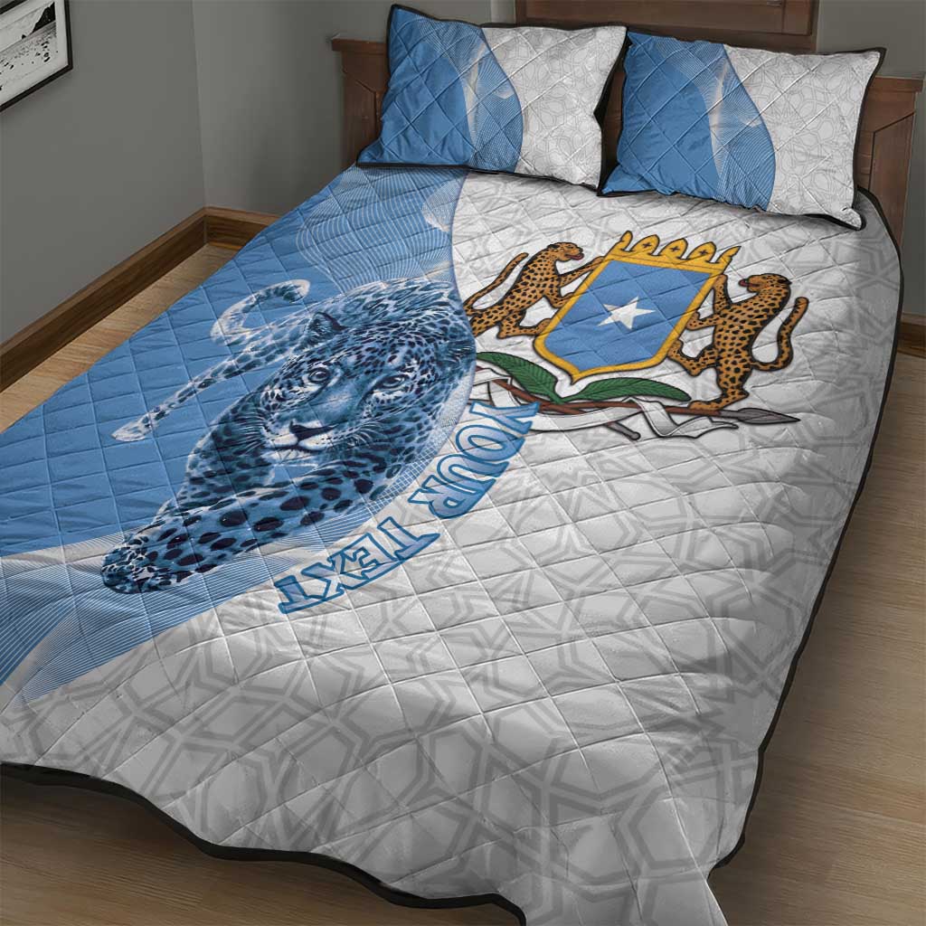 Coat of arms of Soomaaliya Quilt Bed Set Leopard Skin mix Islamic Pattern