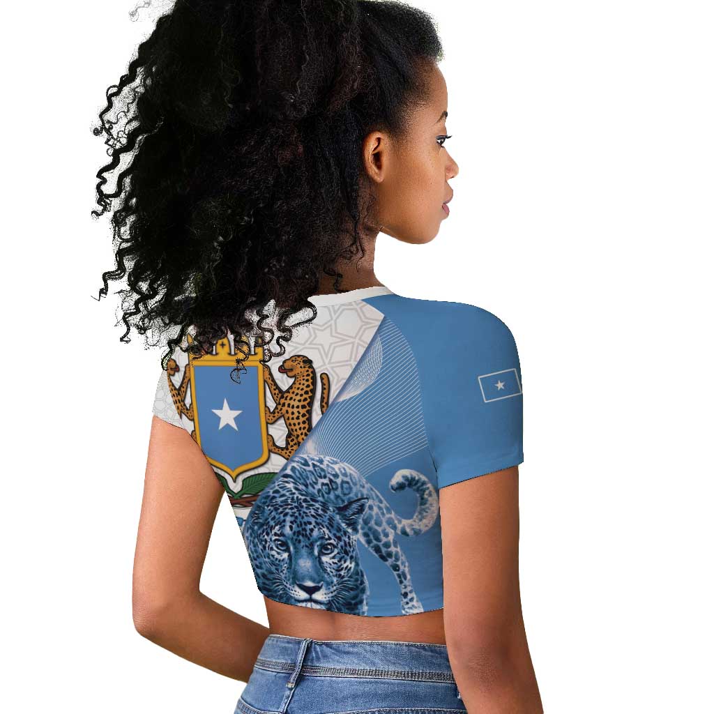 Coat of arms of Soomaaliya Raglan Cropped T shirt Leopard Skin mix Islamic Pattern