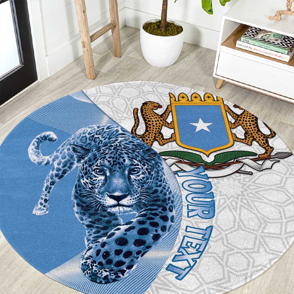 Coat of arms of Soomaaliya Round Carpet Leopard Skin mix Islamic Pattern