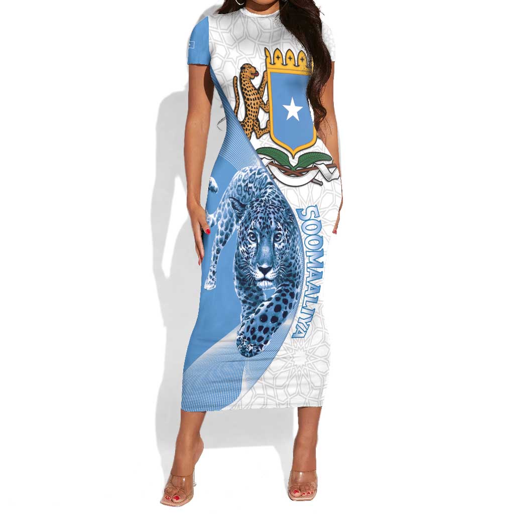 Coat of arms of Soomaaliya Short Sleeve Bodycon Dress Leopard Skin mix Islamic Pattern LT15