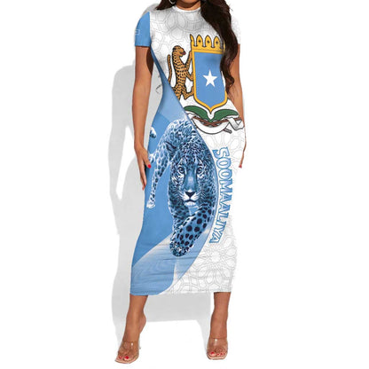 Coat of arms of Soomaaliya Short Sleeve Bodycon Dress Leopard Skin mix Islamic Pattern LT15