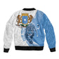 Coat of arms of Soomaaliya Sleeve Zip Bomber Jacket Leopard Skin mix Islamic Pattern