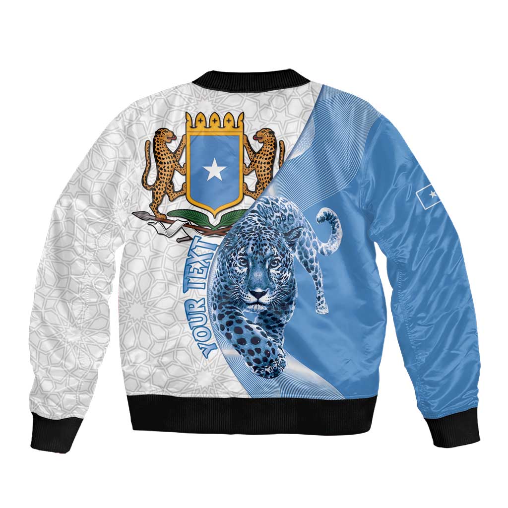 Coat of arms of Soomaaliya Sleeve Zip Bomber Jacket Leopard Skin mix Islamic Pattern