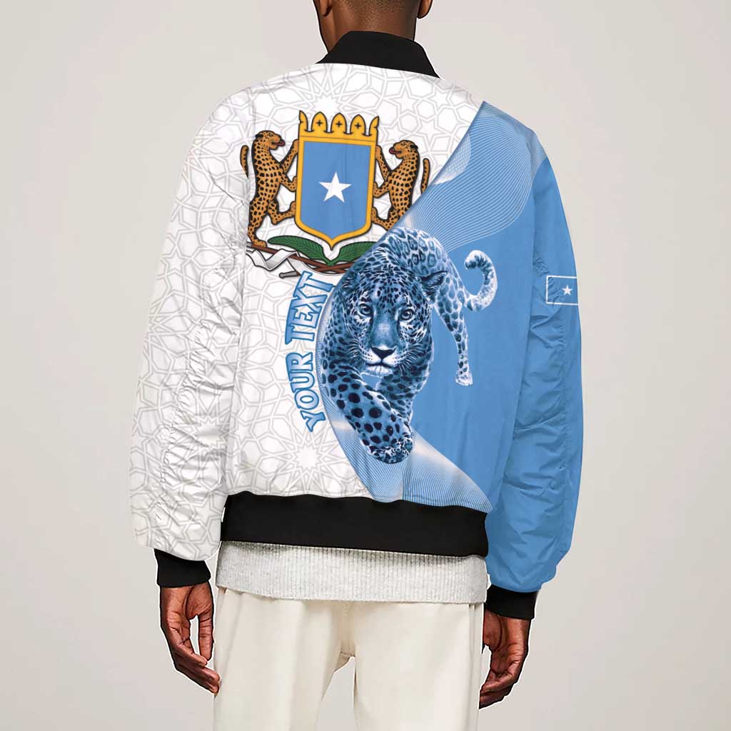 Coat of arms of Soomaaliya Sleeve Zip Bomber Jacket Leopard Skin mix Islamic Pattern