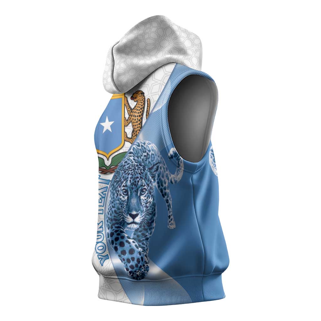 Coat of arms of Soomaaliya Sleeveless Hoodie Leopard Skin mix Islamic Pattern - African Pride