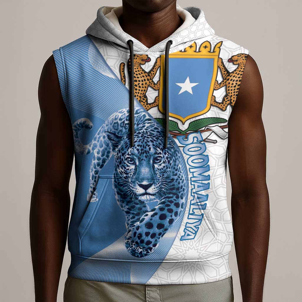 Coat of arms of Soomaaliya Sleeveless Hoodie Leopard Skin mix Islamic Pattern - African Pride