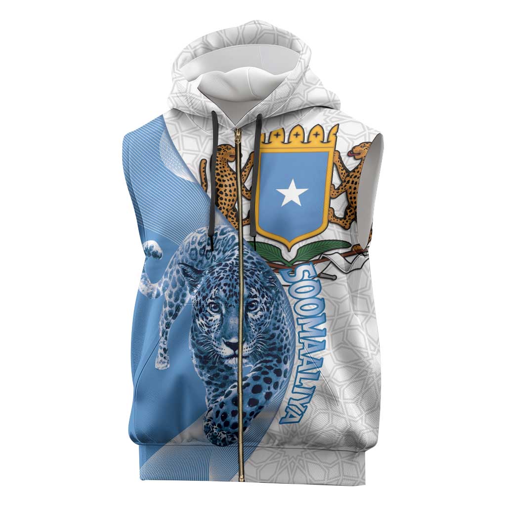 Coat of arms of Soomaaliya Sleeveless Zip Hoodie Leopard Skin mix Islamic Pattern - African Pride