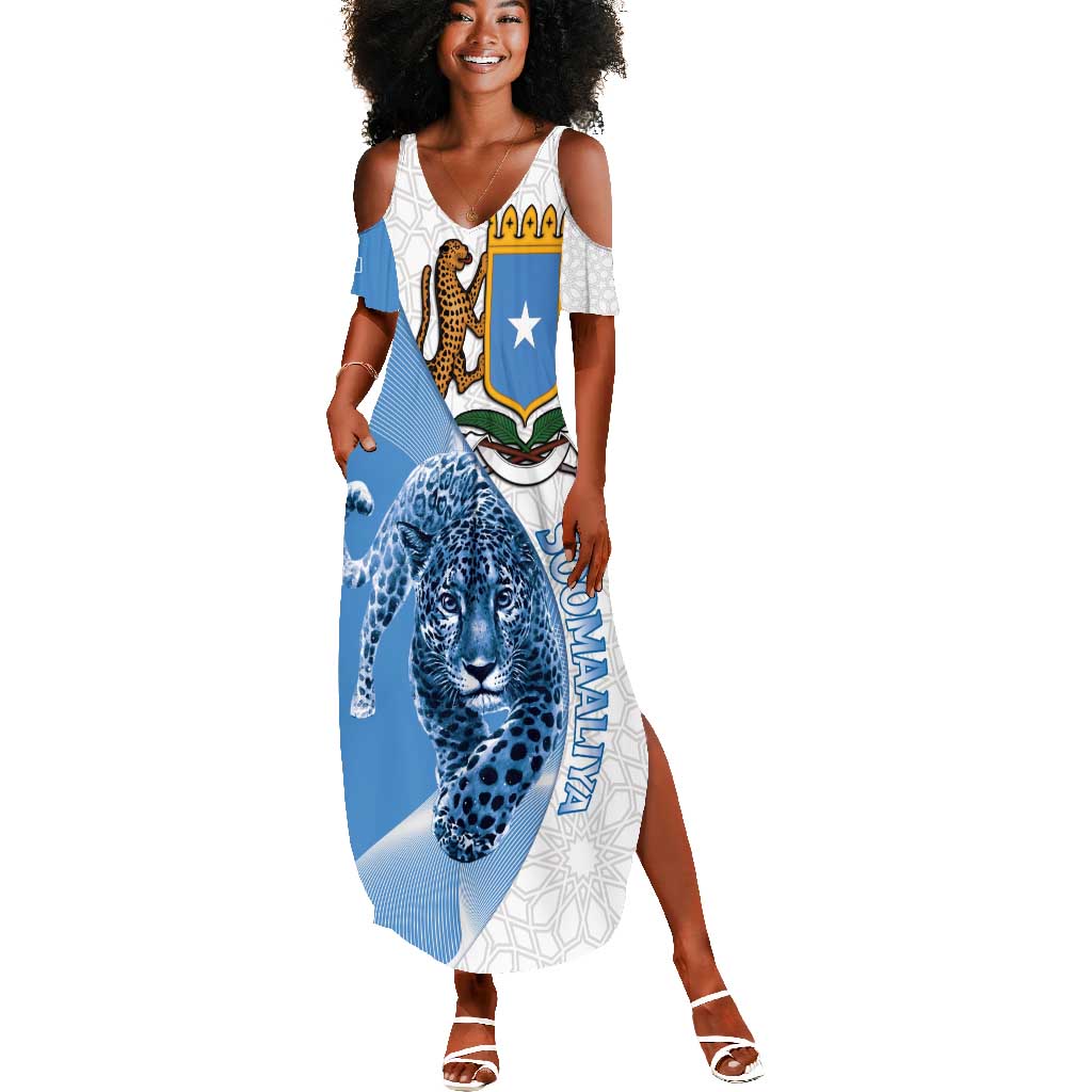 Coat of arms of Soomaaliya Summer Maxi Dress Leopard Skin mix Islamic Pattern